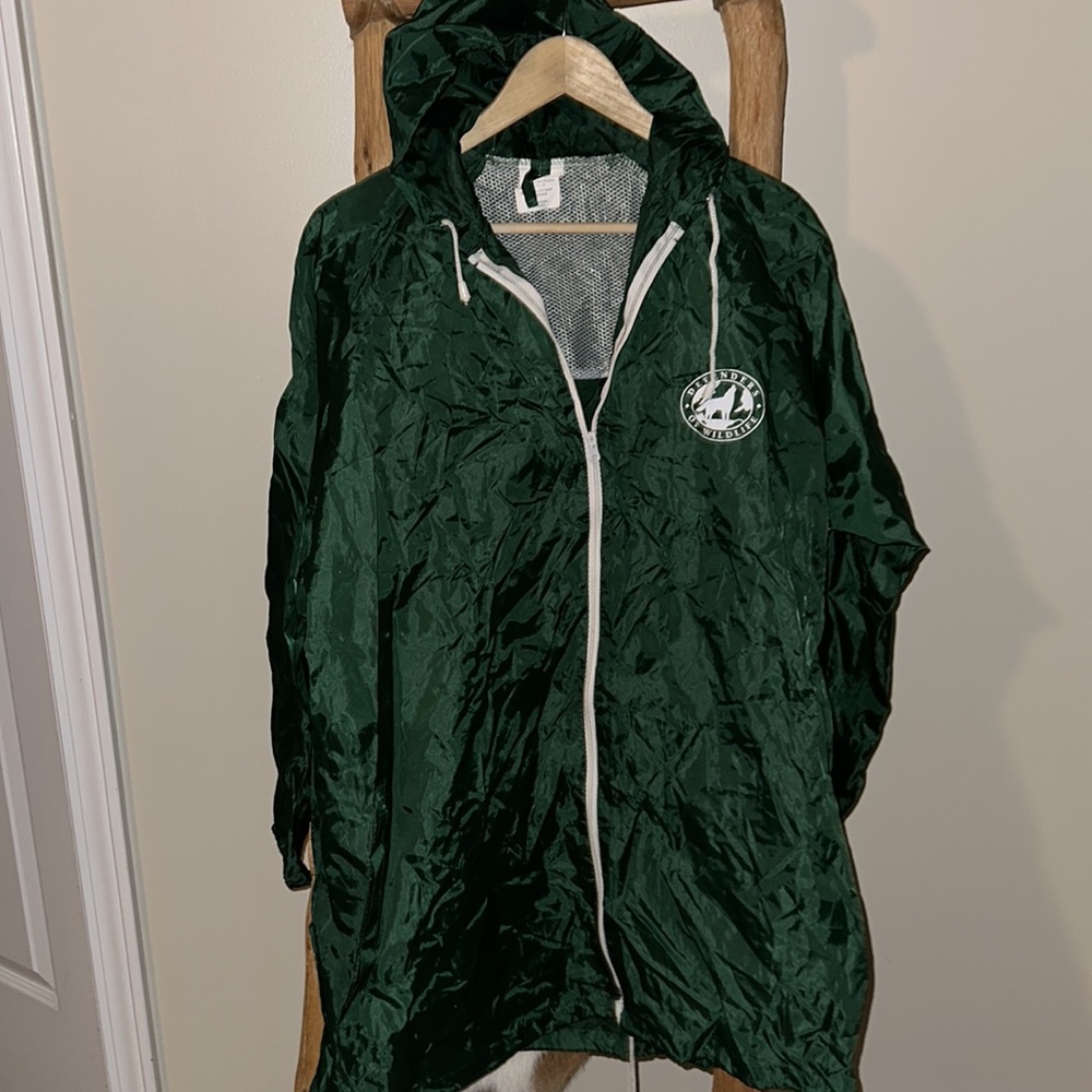 Vintage Defenders of Wildlife Light Hooded Rain Jacket Zip up poncho - Picture 2 of 3